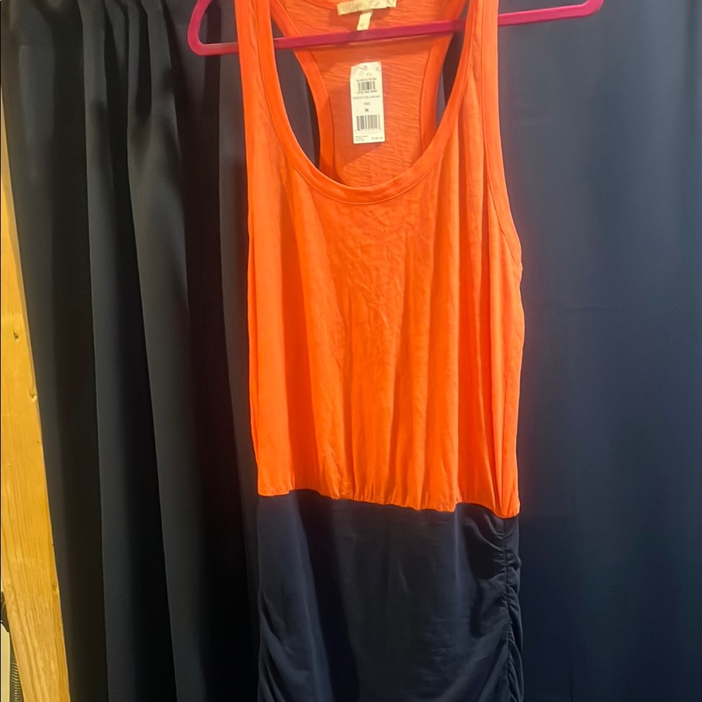 Joie Vibrant Orange and Deep Blue Mini Dress